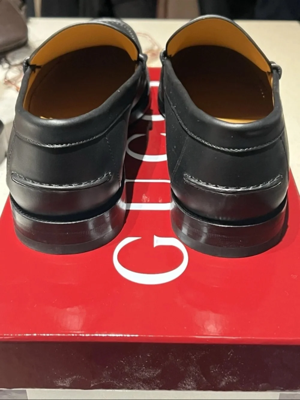Gucci black leather micro soft loafer size 11